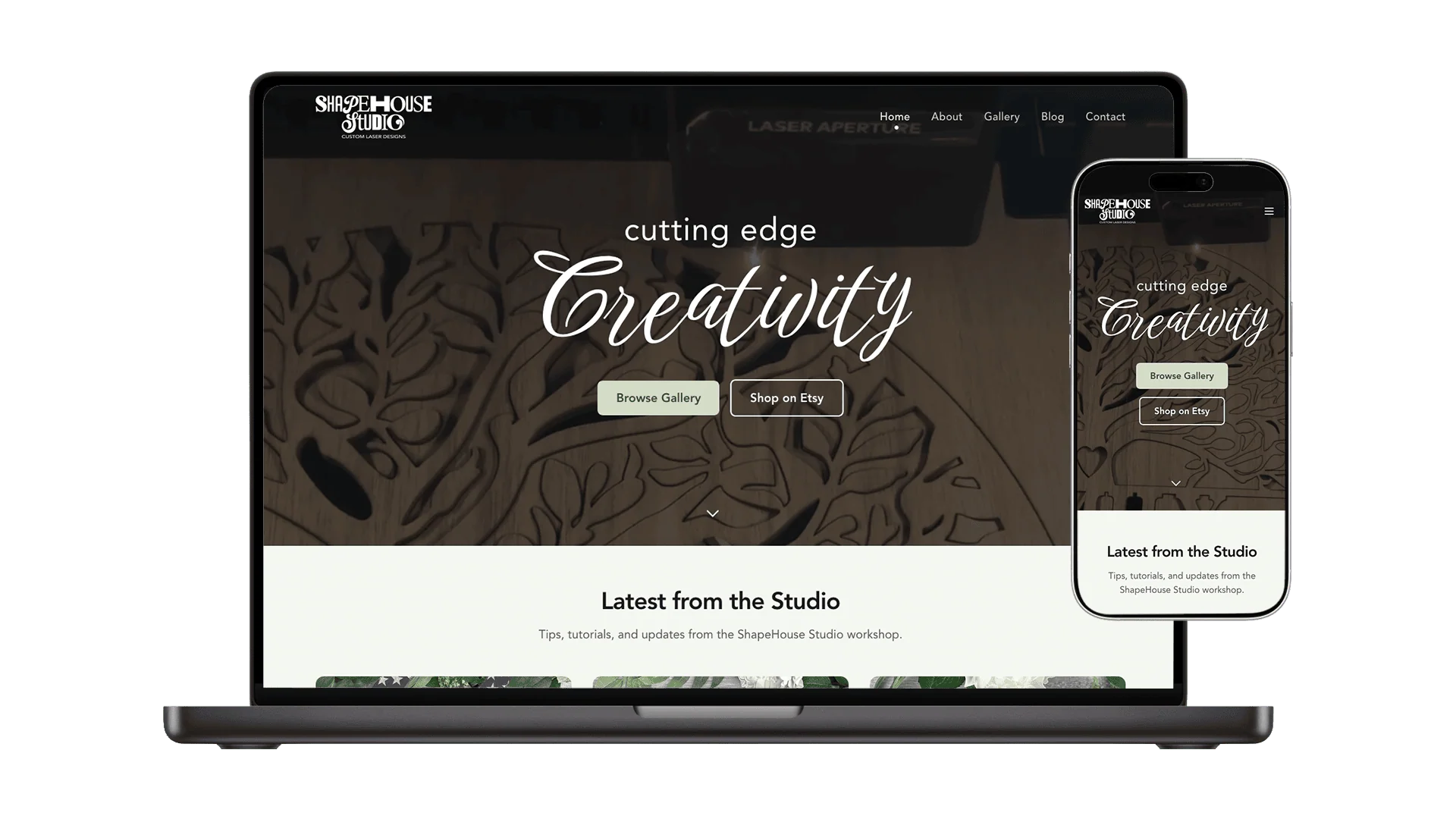 ShapeHouse Studio website preview on laptop and mobile